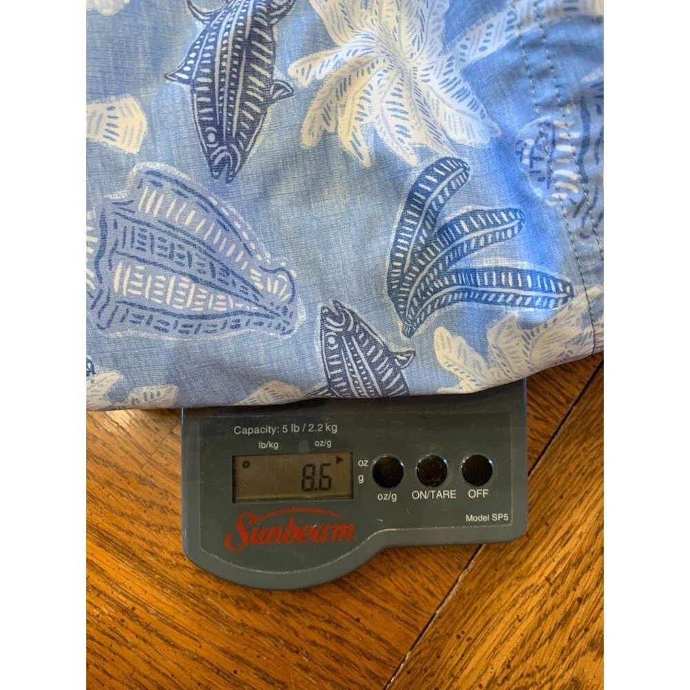 Vineyard Vines Mens Swim Trunks XL Beach Tropical Fish Seashells Palm Trees Blue